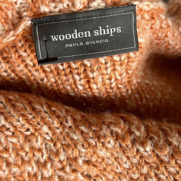 Wooden Ships Paola Buendia Mohair/Wool Cardigan Sweater Orange Sm/Med - Picture 4 of 6